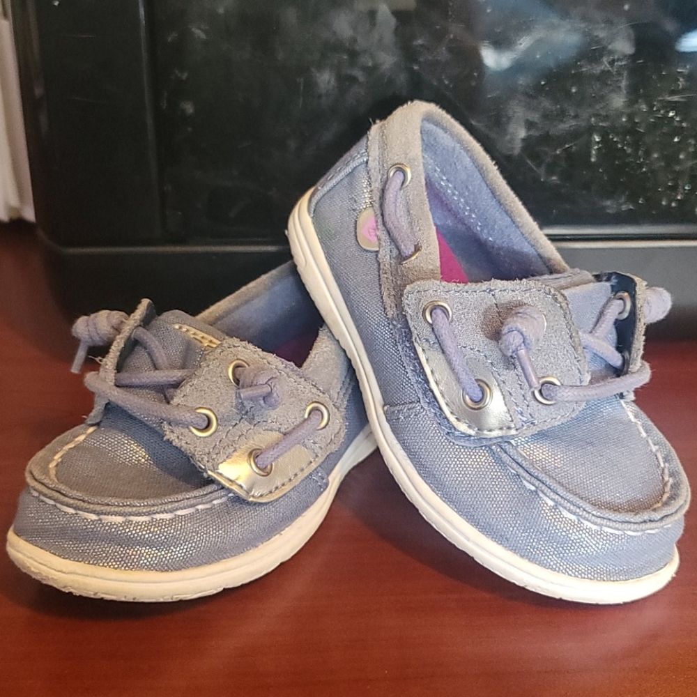 Toddler girls Sperry Shoresider blue & silver 7.5